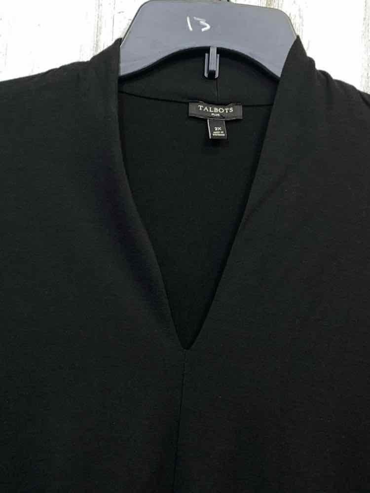 PRE-OWNED TALBOTS PLUS SIZES Size 2X BLACK 3/4 SLEEVES V NECKLINE TOP