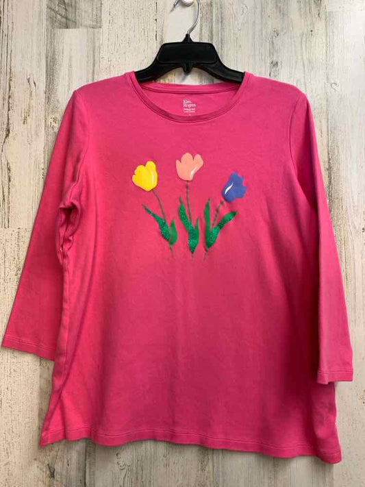 KIM ROGERS Tops Size L HOT PINK 3/4 LENGTH TOP