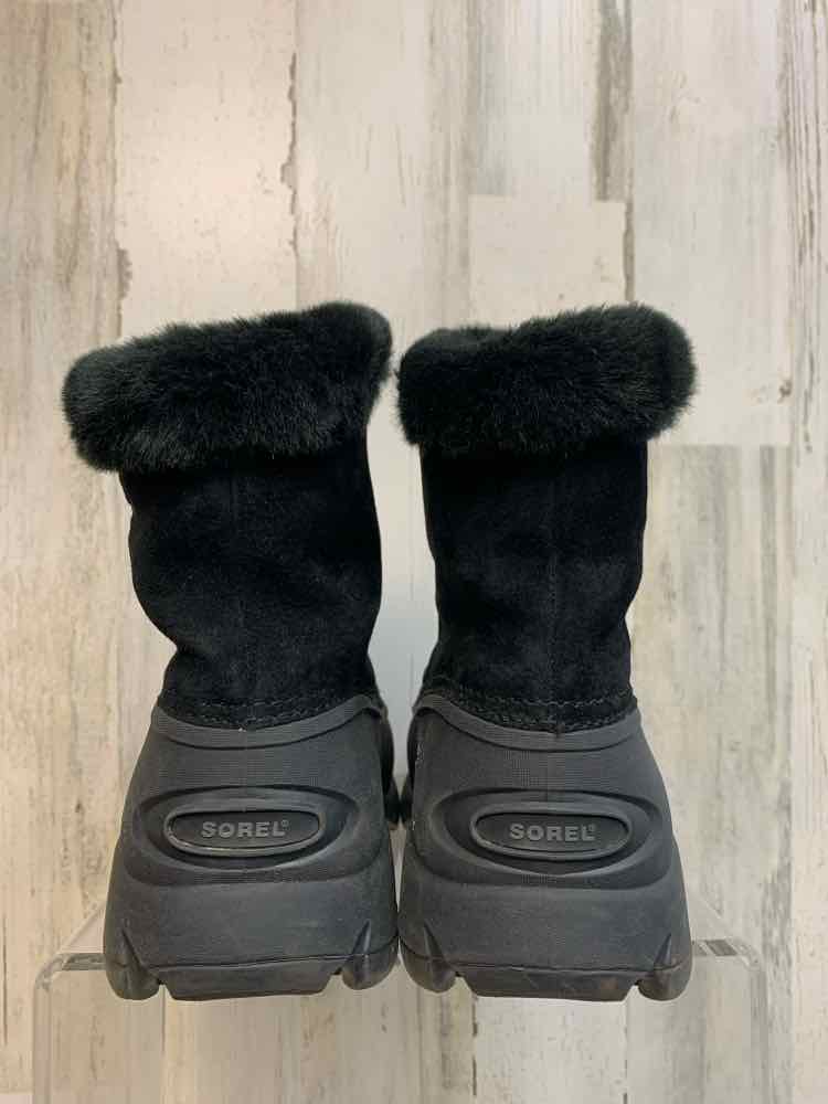 PRE-OWNED SOREL Holiday 8.5 BLK Shoes/FAUX FUR/SUEDE SNOW BOOTS