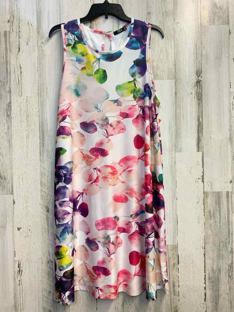 PRE-OWNED LILY Dresses and Skirts Size L WHT/MULTI ABSTRACT FLORAL Dress