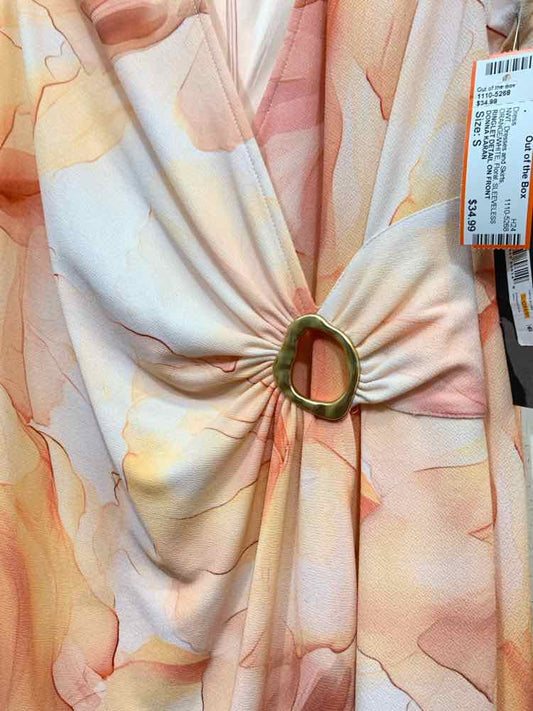 NWT DONNA KARAN Dresses and Skirts Size S ORANGE/WHITE Floral SLEEVELESS Dress