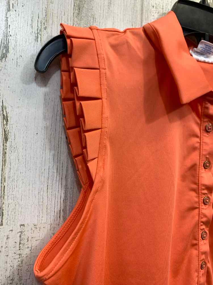 PRE-OWNED SIGRID OLSEN Tops Size M CORAL Solid GOLF SHIRT Shirt/WOMEN'S PLEATED