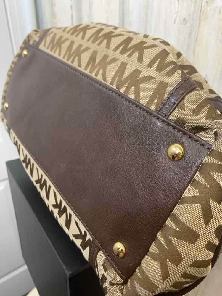 PRE-OWNED MICHAEL KORS LGT BRWN/DRK BRWN Handbag/LIGHT BROWN/DARK BROWN MONO GRA