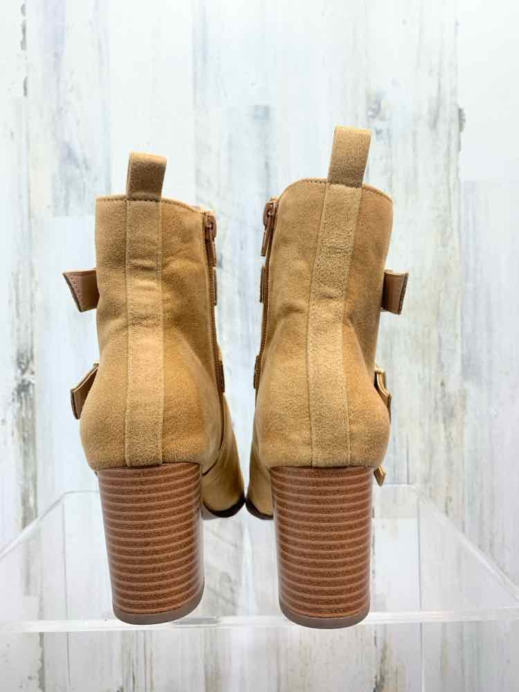 NWT SHOES Shoe Size 8 Tan ANKLE BOOT Boots/TAN ANKLE BLOCK HEEL BOOT W/ BUCKLES