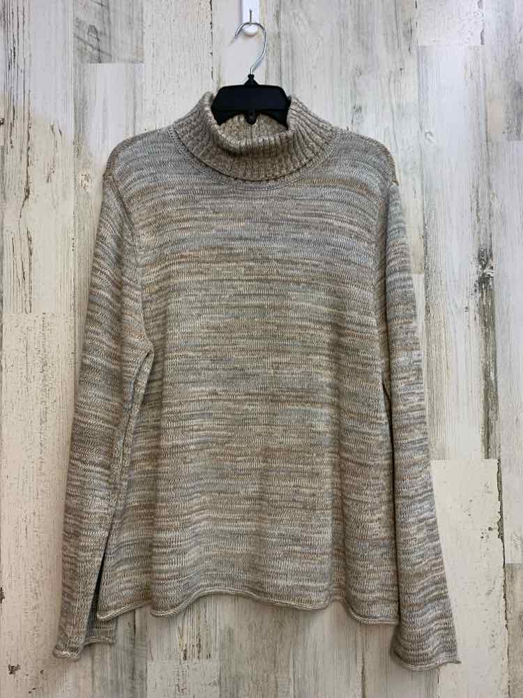 JEANNE PIERRE Tops Size XL GRAY/TAN SWEATER Sweater