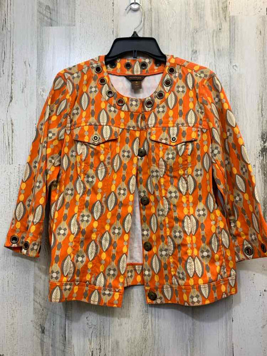 PRE-OWNED MULTIPLES JACKETS / COATS Size M ORANGE/YELLOW/GRAY LEAVES Jacket/LONG