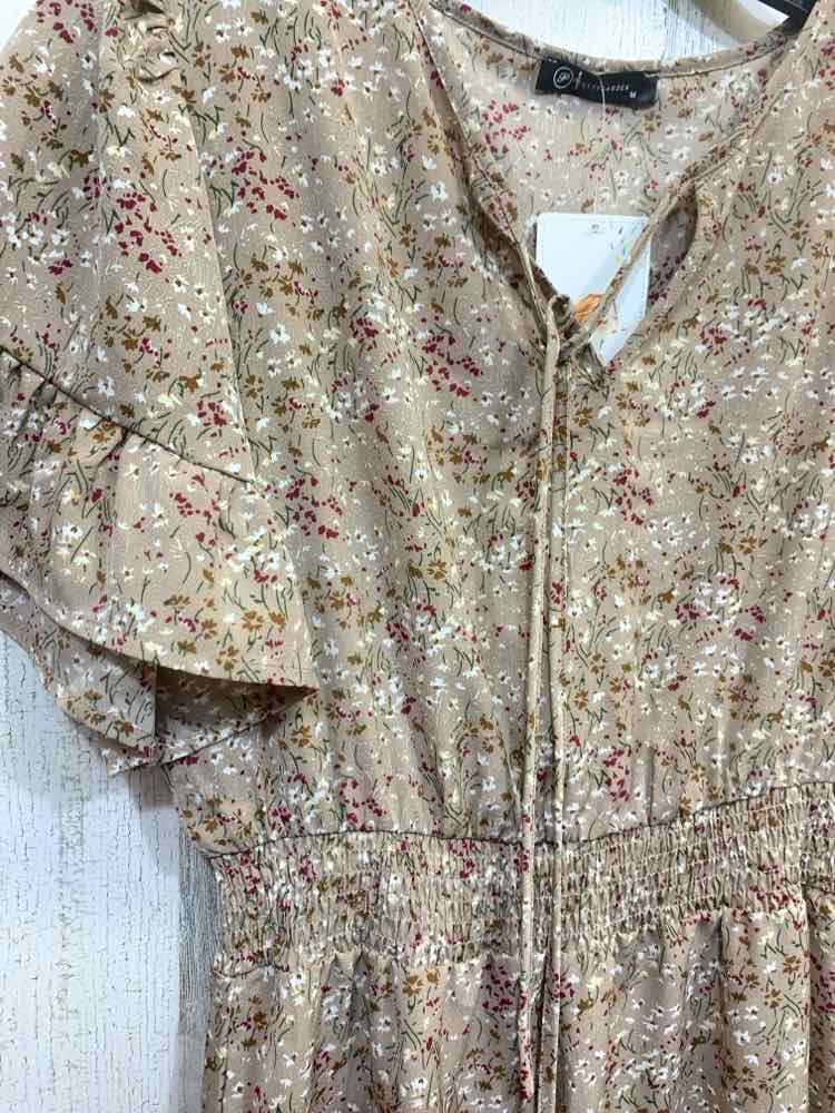 NWT PRETTYGARDEN Dresses and Skirts Size M APRICOT Polyester Blend Floral Dress