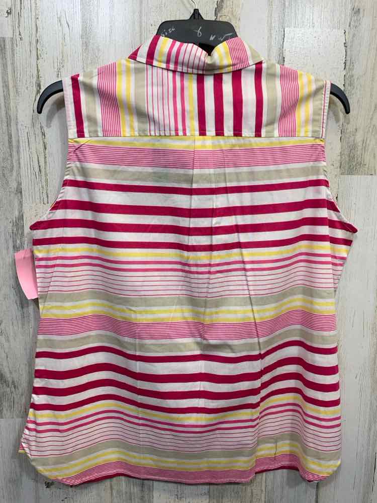 NWT ZAC&RACHEL Tops Size XL WHITE/YELLOW/PINK STRIPES SLEEVELESS Shirt/STRIPE SL