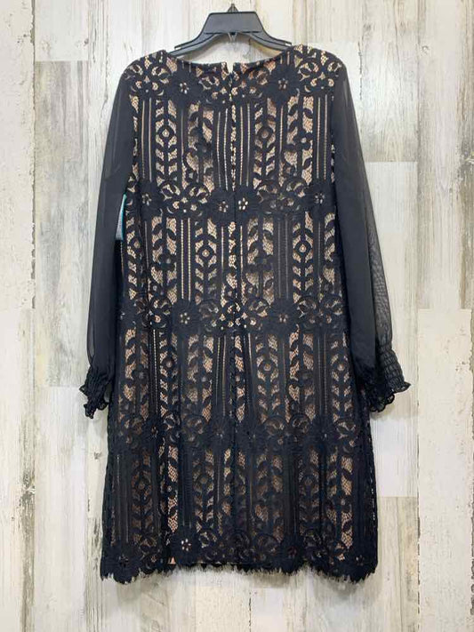 PRE-OWNED CHICOS Dresses and Skirts Size 2 BLACK/TAN Lace SHEATH Dress/BLACK/TAN