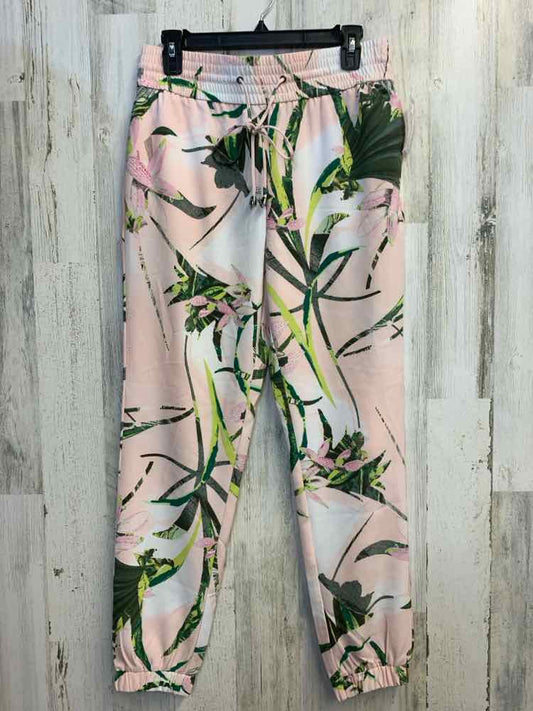Size 14 NEW YORK & CO BOTTOMS PINK/GREEN TROPICAL FLORAL JOGGER Pants