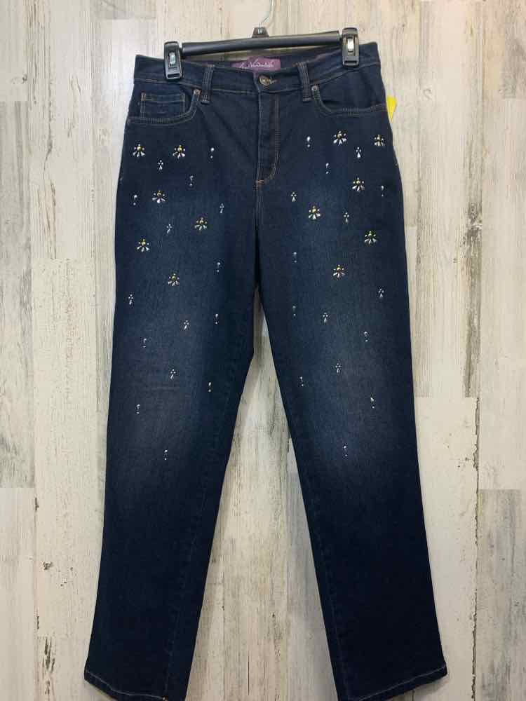 Size 10S GLORIA VANDERBILT BOTTOMS DARK BLUE Denim STRAIGHT Jeans