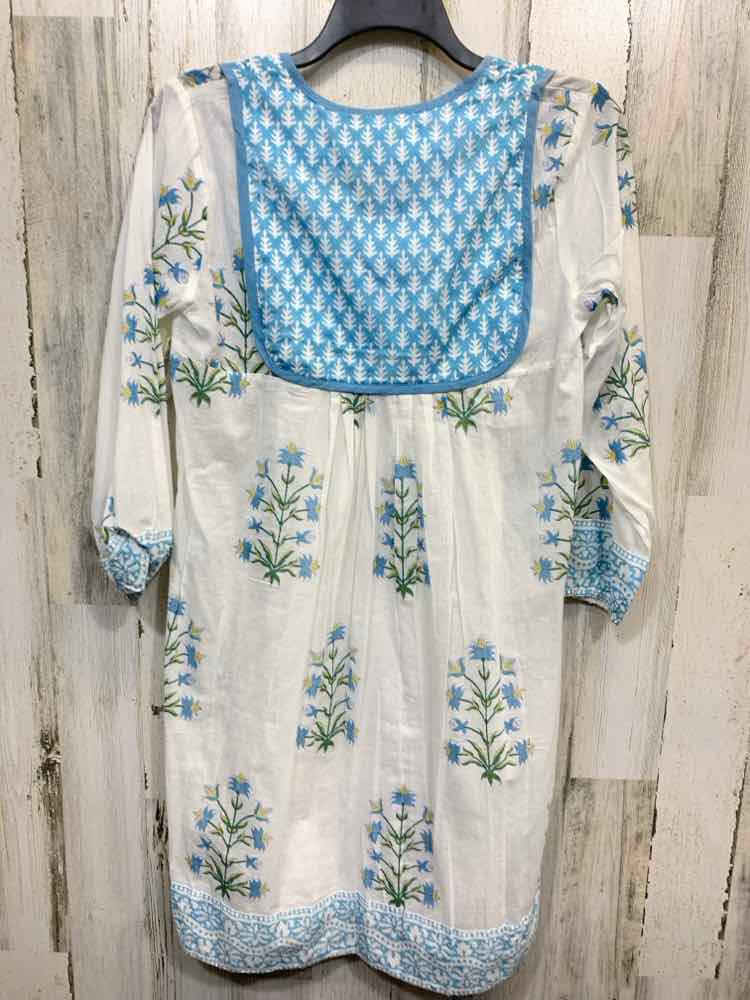NWT ZZ Dresses and Skirts Size M WHITE/LT BLUE Floral SUNDRESS Dress/LONG SLEEVE