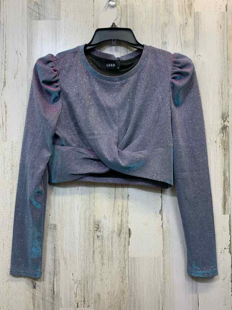 NWT CIDER Tops Size XL TURQ/PURPLE/BLUE COLOR SHIFTS CROP TOP TOP/COLOR SHIFT LO
