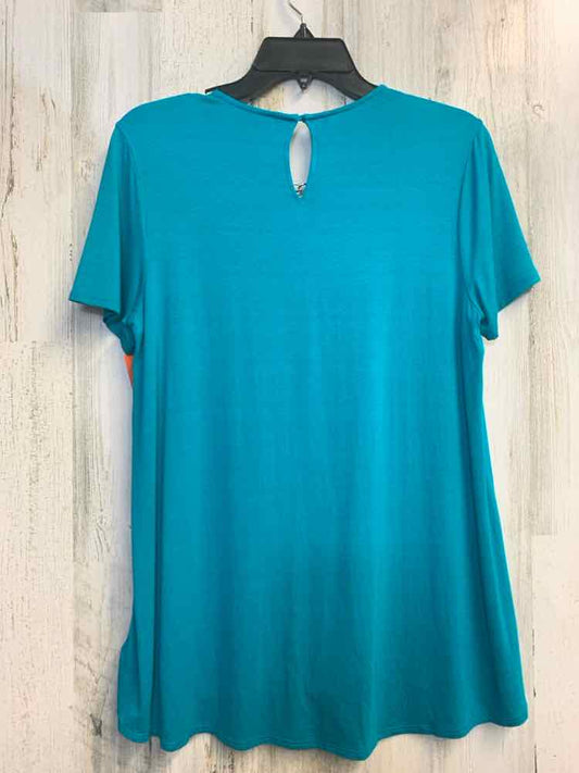 PRE-OWNED MICHAEL KORS Tops Size S AQUA Solid SHORT SLEEVES TOP/V-NECK CUT COLLA