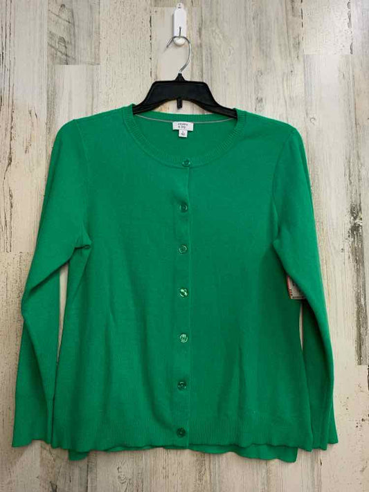 PRE-OWNED CROWN & IVY Tops Size L Green LONG SLEEVES Cardigan/BUTTON UP CARDIGAN