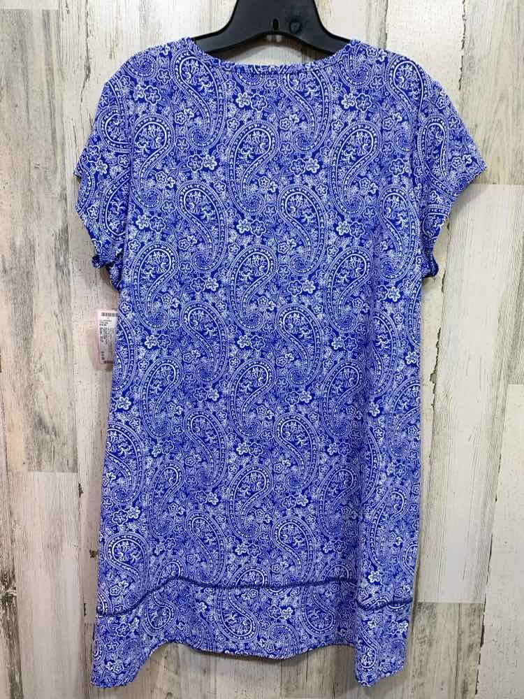 PRE-OWNED LAND'S END Dresses and Skirts Size XLP WHT/BLUE FLORAL/PAISLEY/SCOOP N