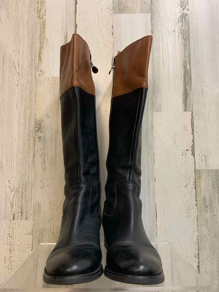 PRE-OWNED ETIENNE AIGNER SHOES 7 BLK/BRN Shoes/WIDE SHAFT BOOTS