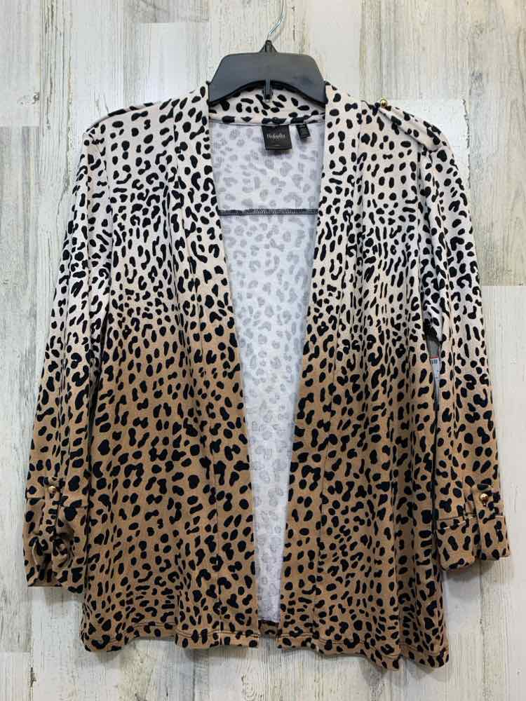 RAFAELLA Tops Size M TAN/BLK/WHT LEOPARD CARDIGAN Cardigan