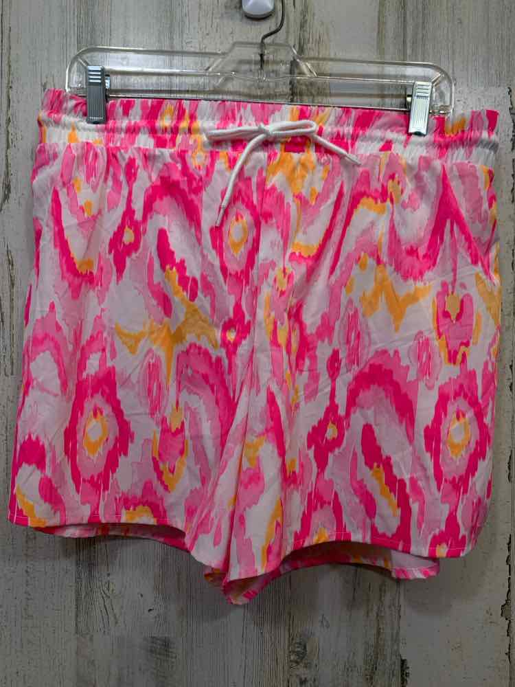 NWT Size XXL CROWN & IVY BOTTOMS PINK/WHT/ORG ACTIVEWEAR Shorts/DRAWSTRING