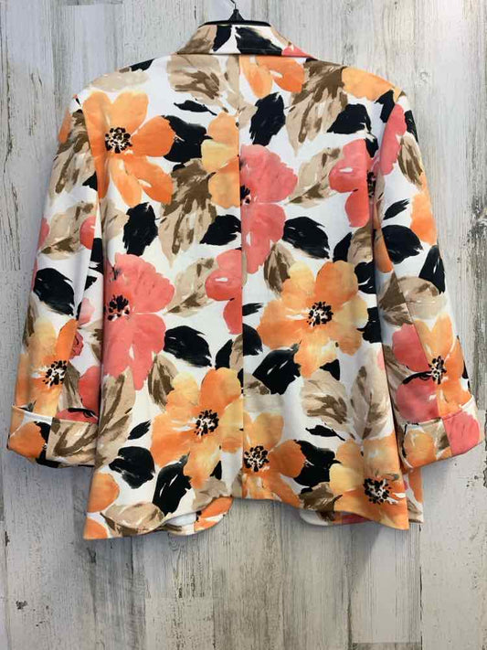 ALFRED DUNNER Tops Size 12 PEACH/WHT/PINK/BLK Floral JACKET Jacket