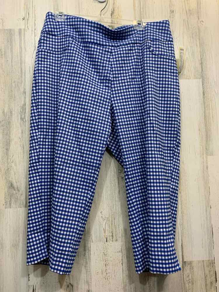 PRE-OWNED Size 18W RUBY RD BOTTOMS WHITE/BLUE GINGHAM CAPRI Pants