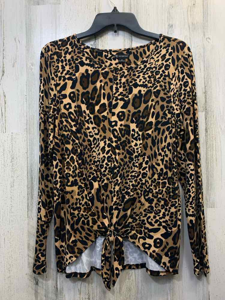 NEW DIRECTIONS Tops Size M BRN/BLK LEOPARD LONG SLEEVES TOP