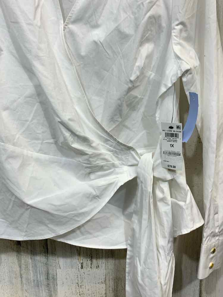 NWT INC Size 1X Tops White Solid LONGSLEEVE Shirt