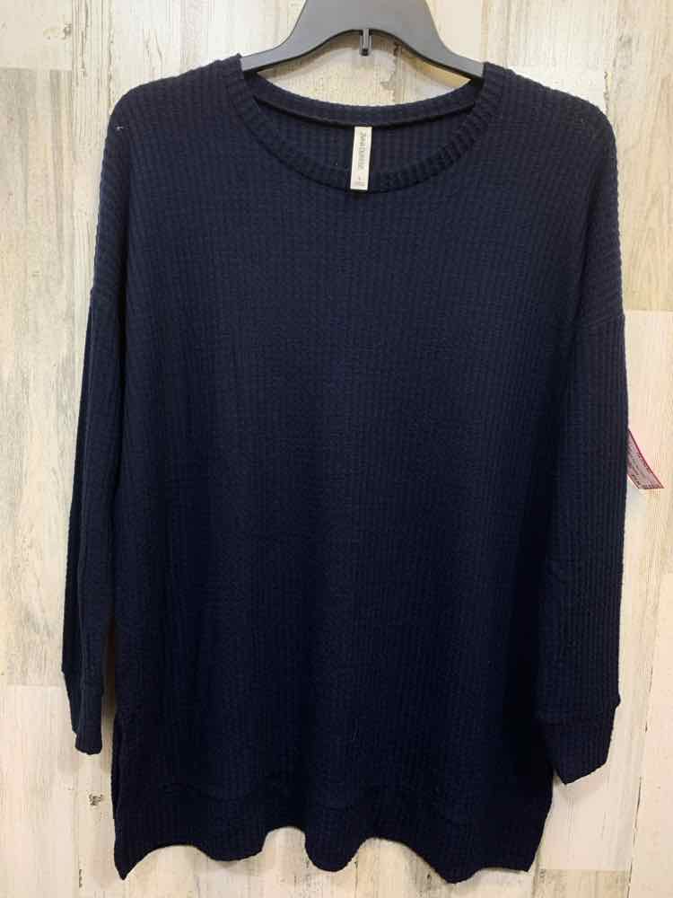 PRE-OWNED ZENANA OUTFITTERS Tops Size L Navy RIBBED SWEATER Sweater/NAVY RIBBED