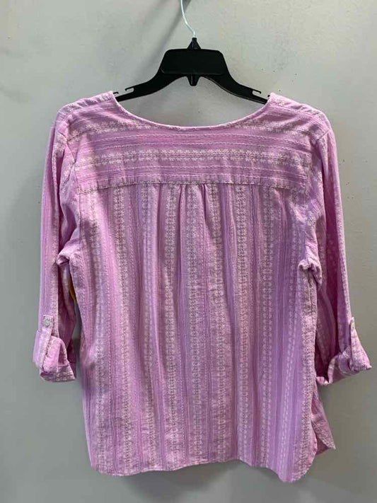 TALBOTS Tops Size XL LAVENDER/WHITE FLORAL/STRIPE 3/4 LENGTH TOP