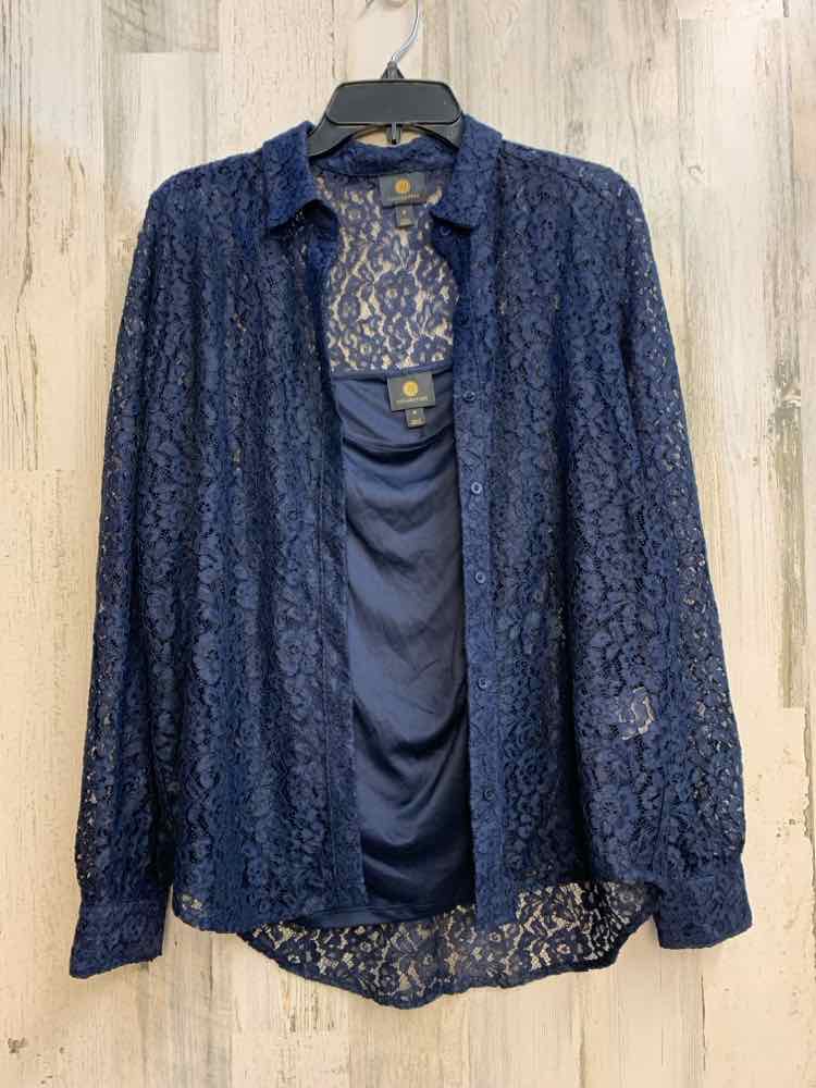 NWT JM COLLECTION Tops Size M Navy Lace 2PC TOP