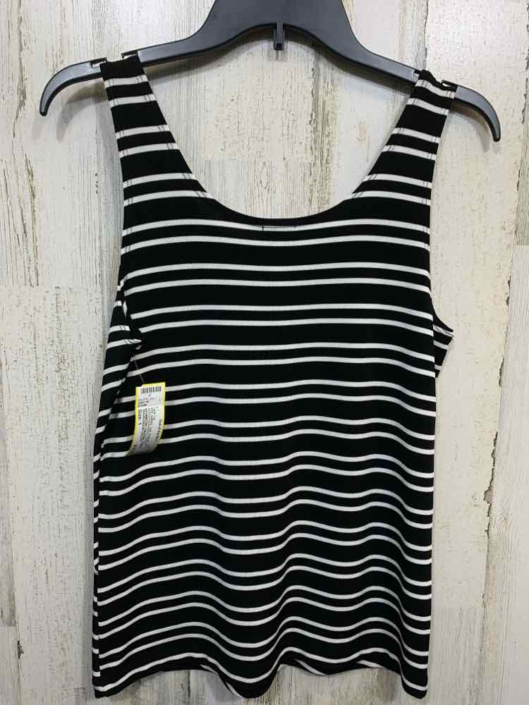 PRE-OWNED TRAVELERS BY CHICO'S/ASYMMETRIC DIAGONAL STRIPE PRINT SLEEVELESS TANK