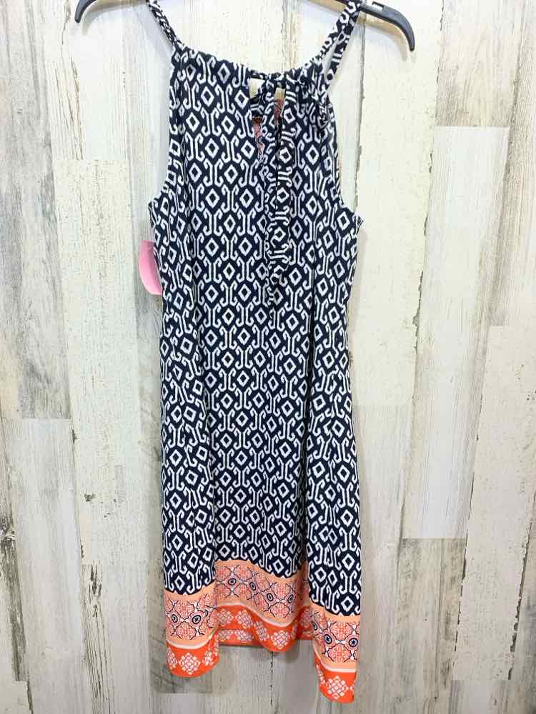 PRE-OWNED CROWN & IVY Dresses and Skirts Size M WHT/NVY/ORNG/GRN Geometric Dress