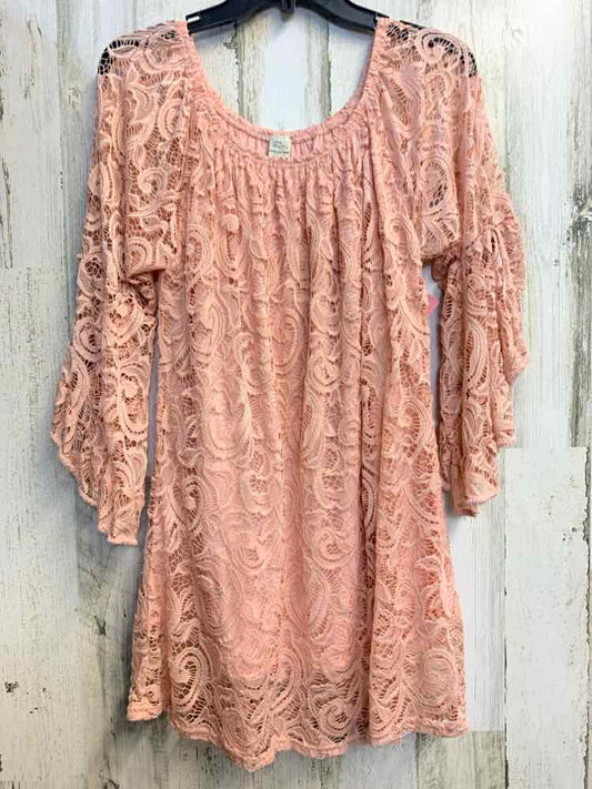 WIN WIN Tops Size L Peach Lace TUNIC TOP