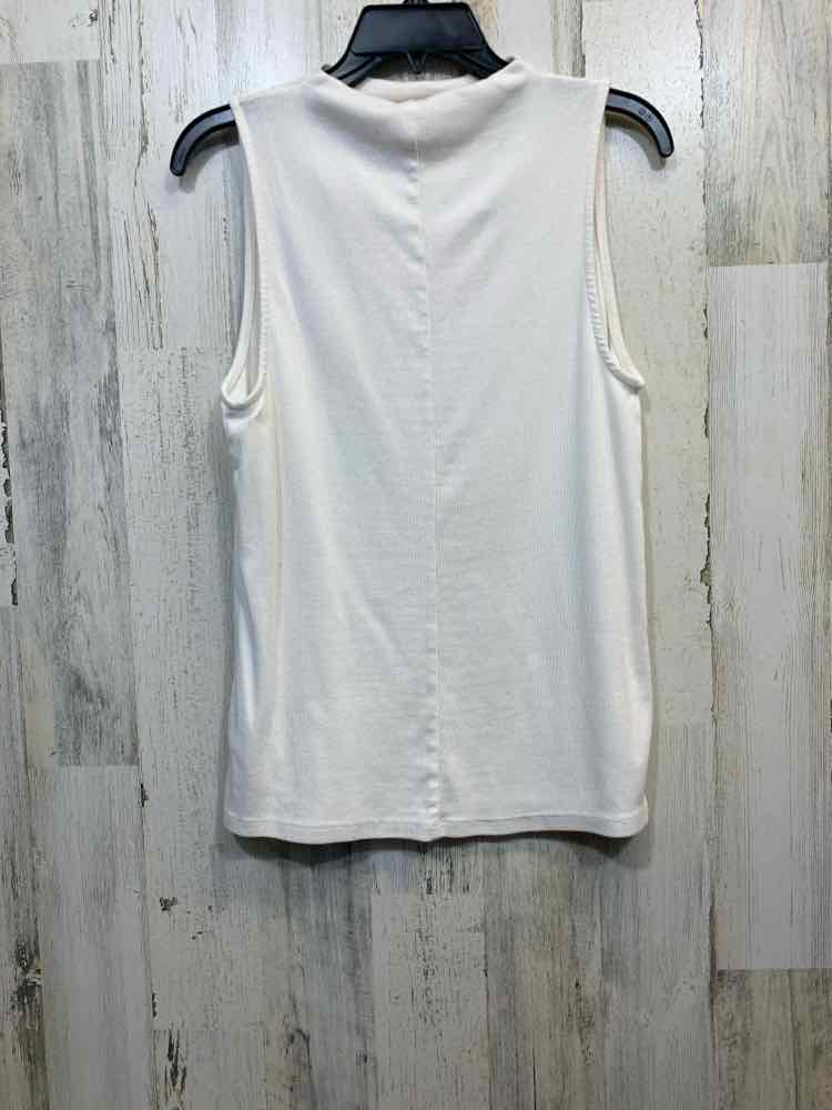 PRE-OWNED A NEW DAY Tops Size XL Cream RIBBED HIGH NECK Blouse/CREAM SLEEVELESS