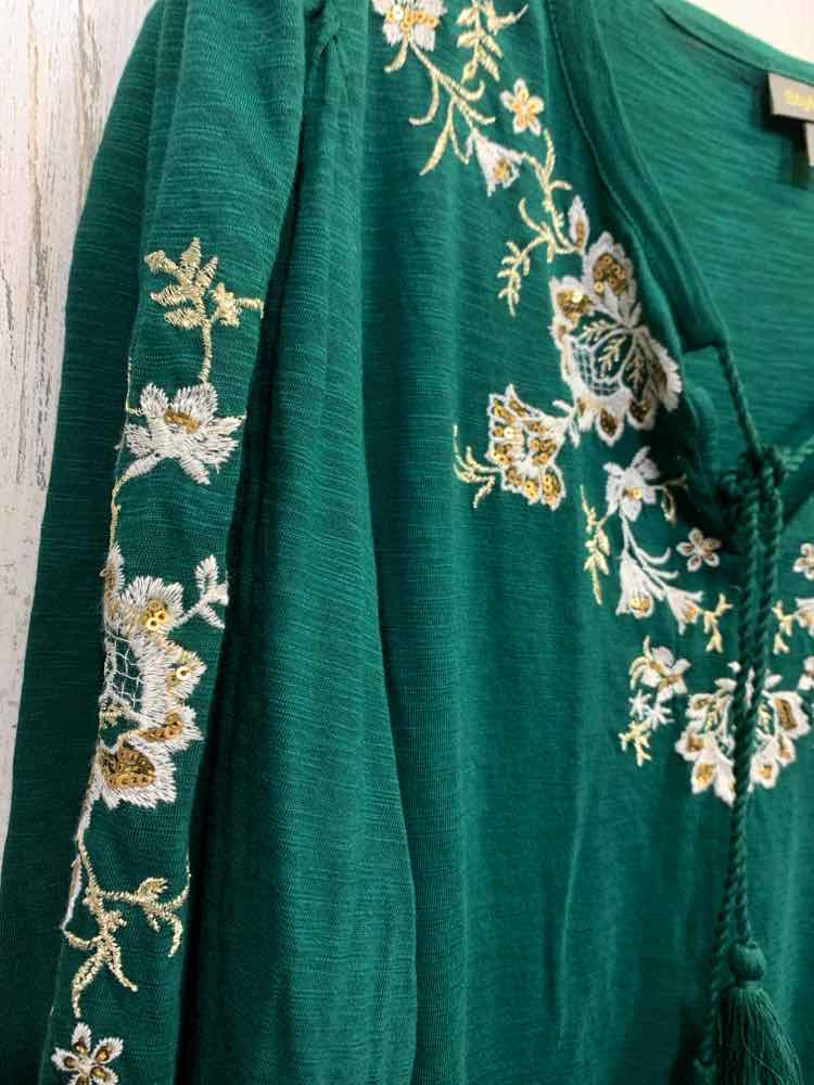 NWT STYLE & CO Tops Size 3X Green Floral LONG SLEEVE Blouse