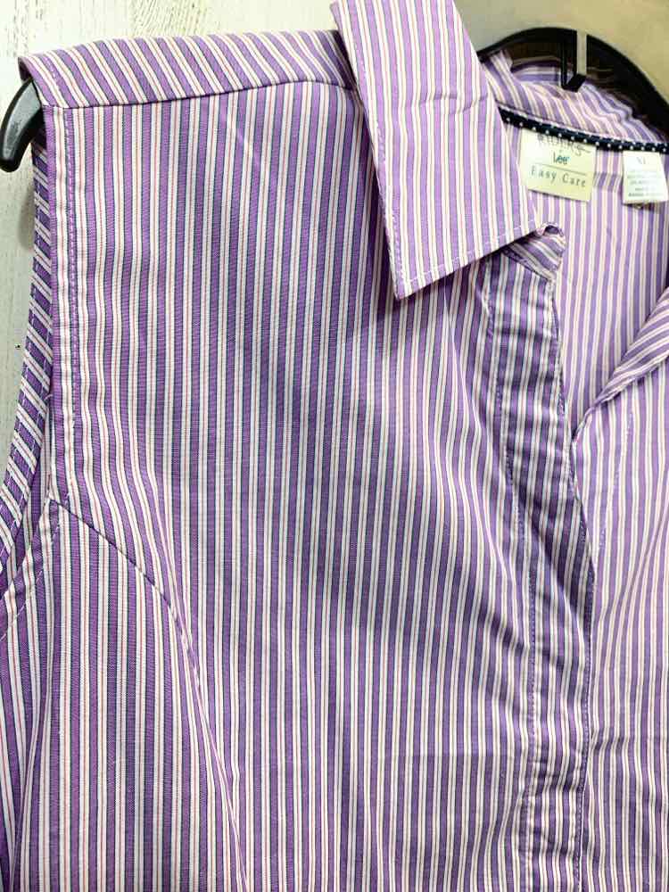 PRE-OWNED LEE Tops Size XL LAVENDER/PINK/WHITE VERTICAL STRIPES SLEEVELESS Shirt