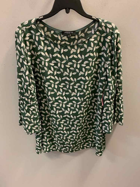 LAFAYETTE 148 Tops Size XL GRN/WHT LEAFS TOP