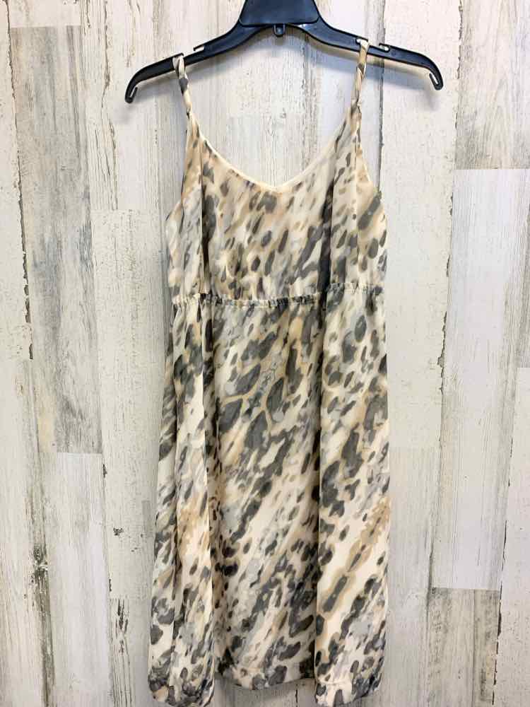 PRE-OWNED COVINGTON Tops Size 10 TAN/WHITE/BLACK CHEETAH SPAGHETTI STRAP Dress/S