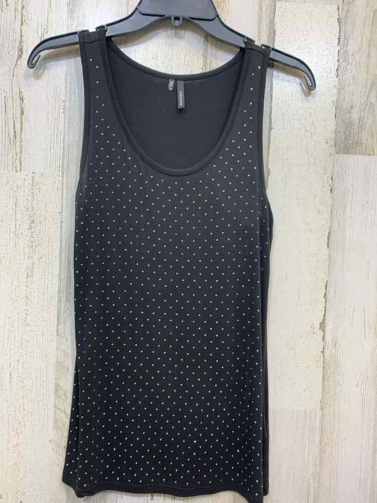 PRE-OWNED MAURICE Tops Size M BLACK/SILVER JEWELS SLEEVELESS Tank Top/BEADED SCO