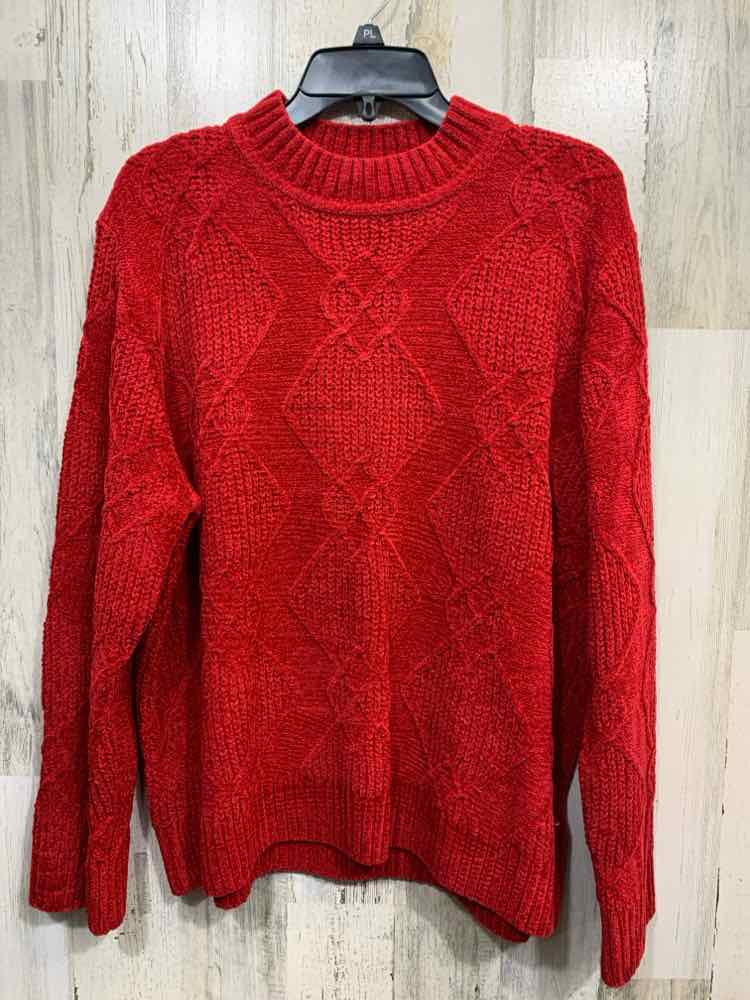 PRE-OWNED ALFRED DUNNER Size XL Tops Red MOCK NECK KNIT LONG SLEEVES SWEATER