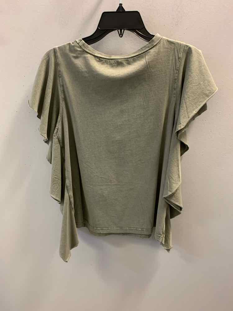 FRAYED Size XS Olive SHORT SLEEVES TOP