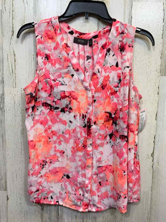 PRE-OWNED APT. 9 Tops Size PM BLK/WHT/PNK/BGE ABSTRACT SLEEVELESS Blouse