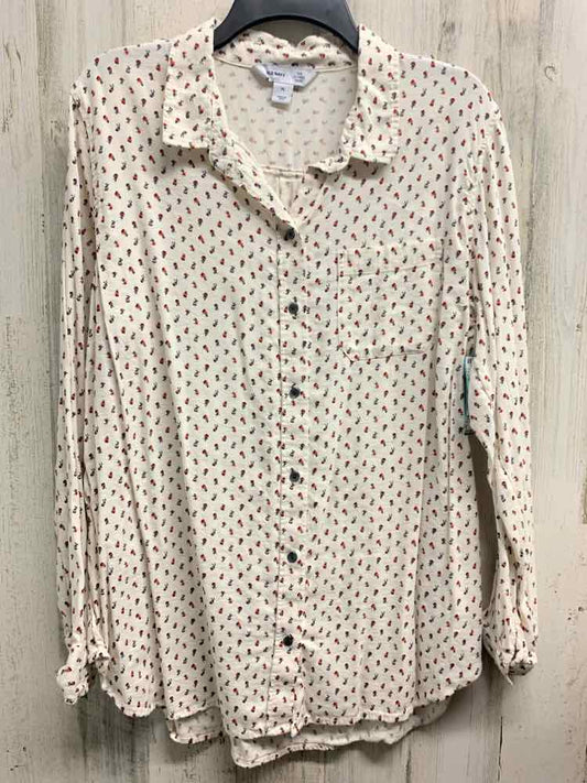 OLD NAVY Tops Size XL CRM/RED/LAV FLOWERS LONG SLEEVES Shirt