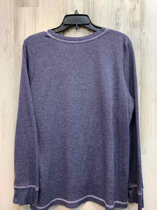 LIZ WEAR Tops Size XL HEATHER BLUE WAFFLE KNIT LONGSLEEVE TOP