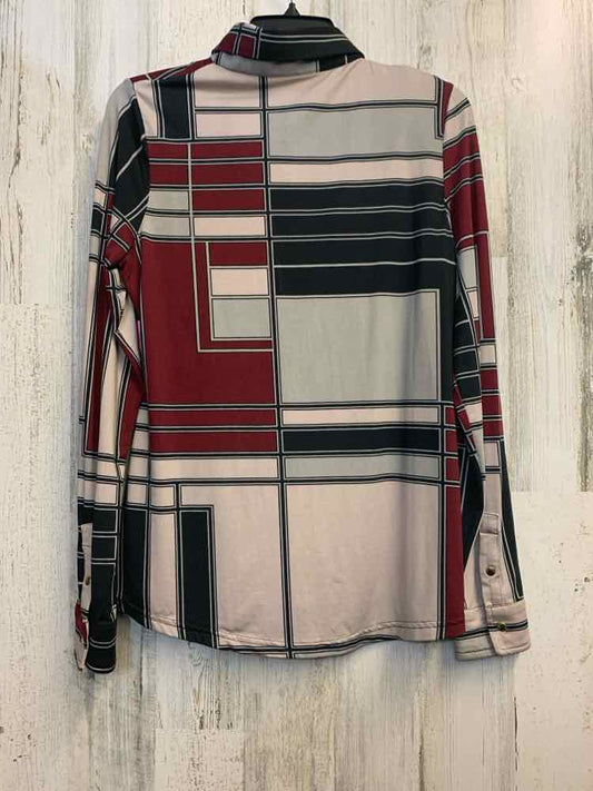 MAXSPORT Tops Size L WINE/TAN/BLK SQUARE LONG SLEEVES Shirt