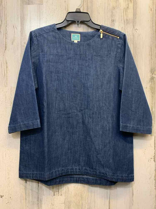 MARTHA STEWART Tops Size S Blue Denim 3/4 LENGTH TOP