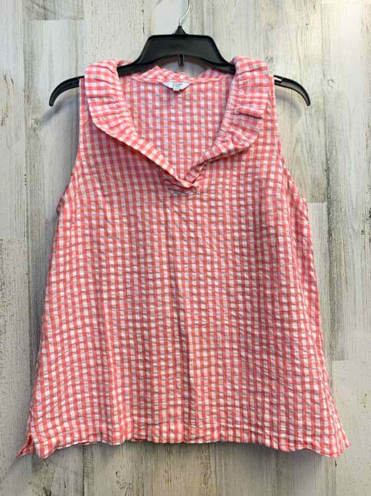 PRE-OWNED CROWN & IVY Tops Size L SALMON Checkered SLEEVELESS TOP