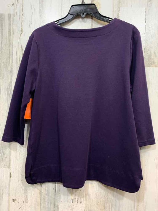 PRE-OWNED CROFT & BARROW Tops Size PL Purple Solid 3/4 SLEEVE Blouse