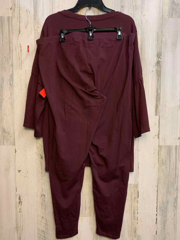 PRE-OWNED Size 2X LAURA SCOTT PLUS SIZES Plum 2PC 2PC Ensemble/TOP+PANTS