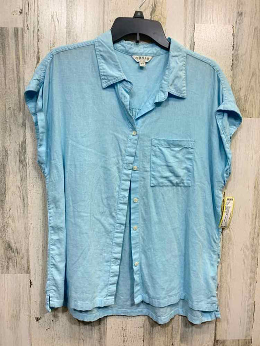 PRE-OWNED ORVIS Tops Size M LIGHT BLU Solid SHORT SLEEVES Shirt